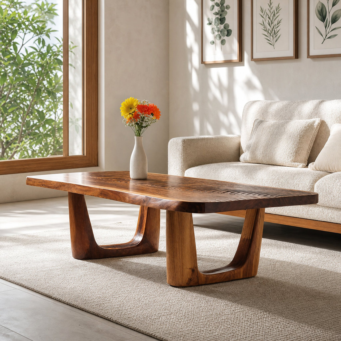 Handcrafted Modern Solid Wood Coffee Table For Living Room
