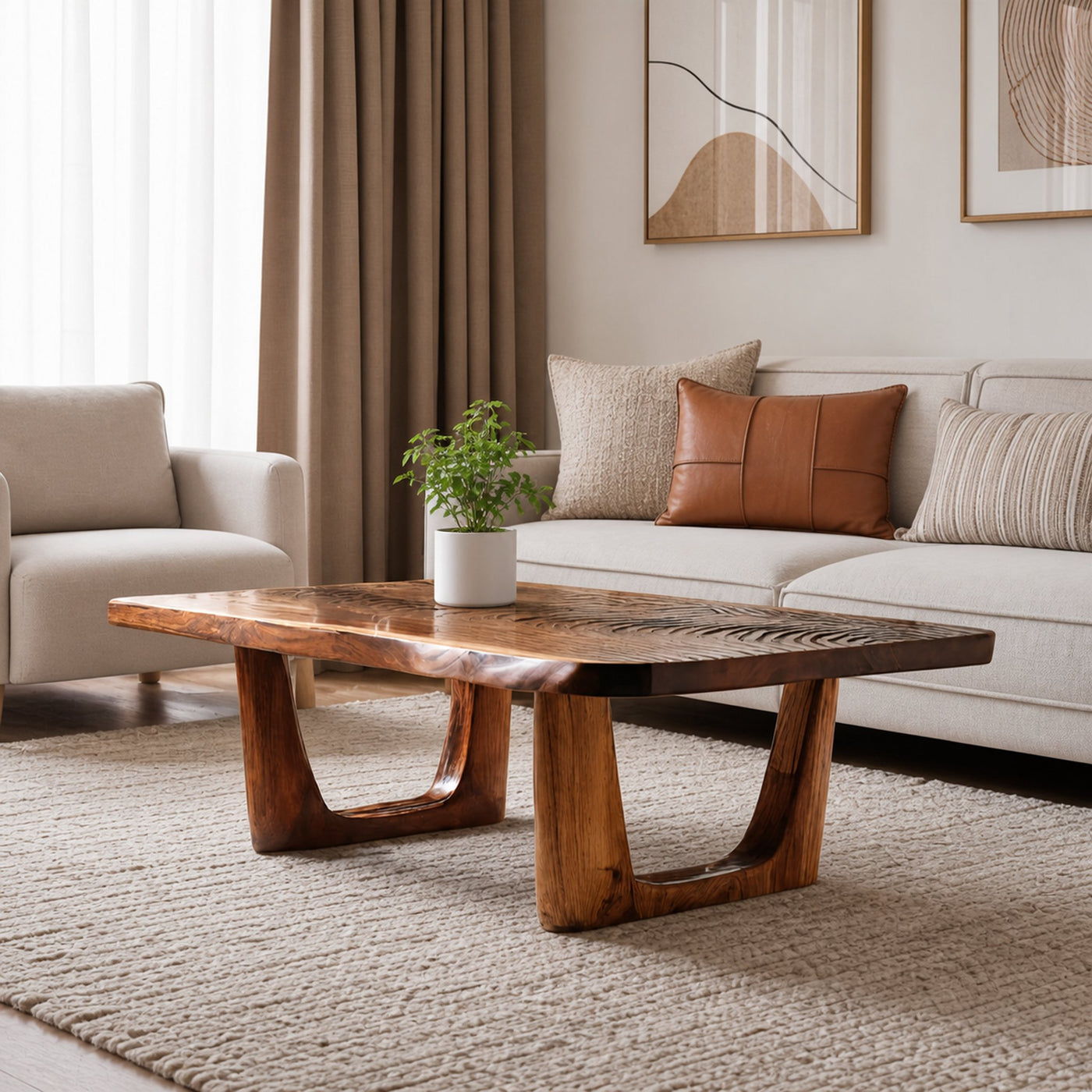 Handcrafted Modern Solid Wood Coffee Table For Living Room - product view 6