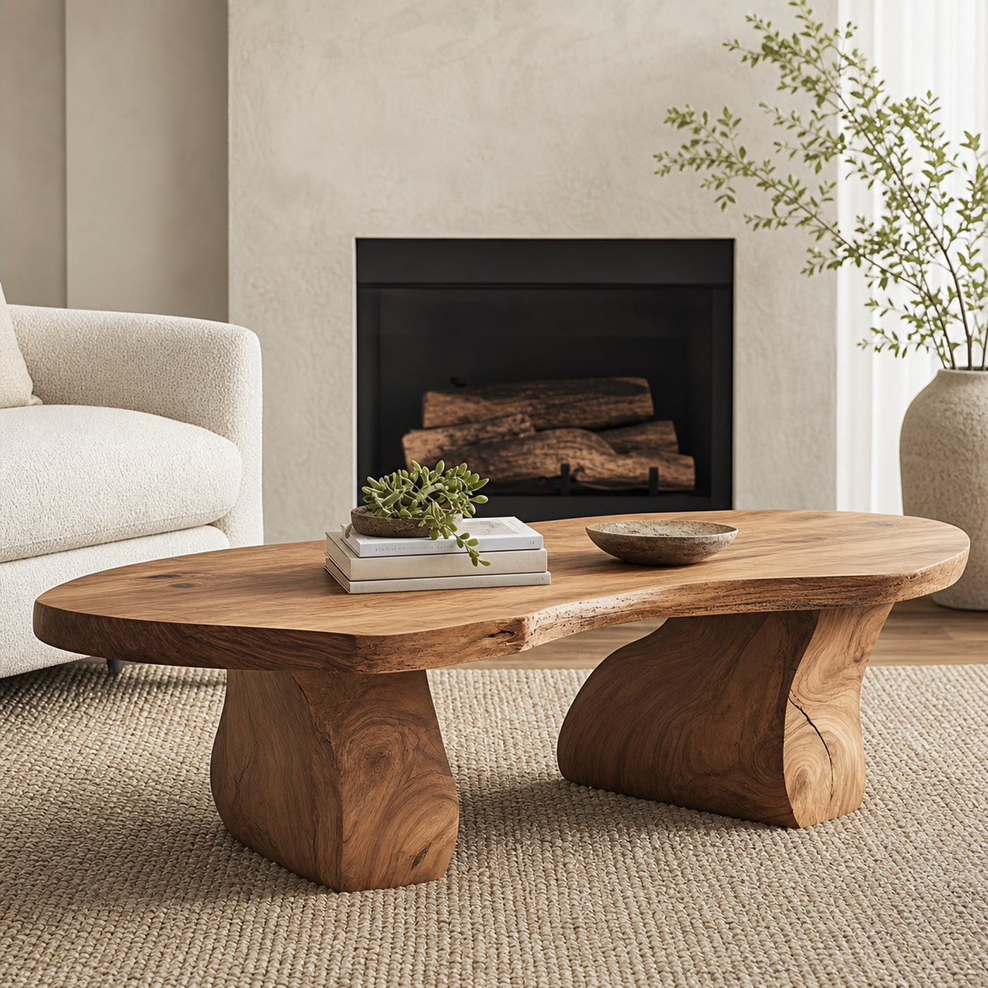 Handcrafted Natural Wood Coffee Table For Homely Living Room Style