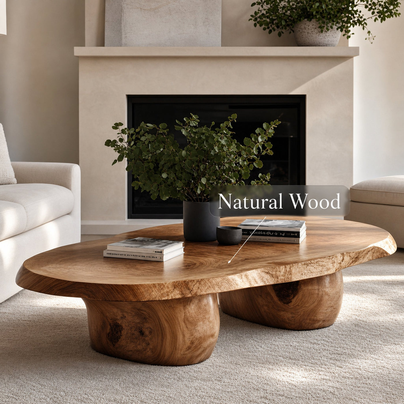 Handcrafted Natural Wood Coffee Table For Inviting Living Room - product view 6