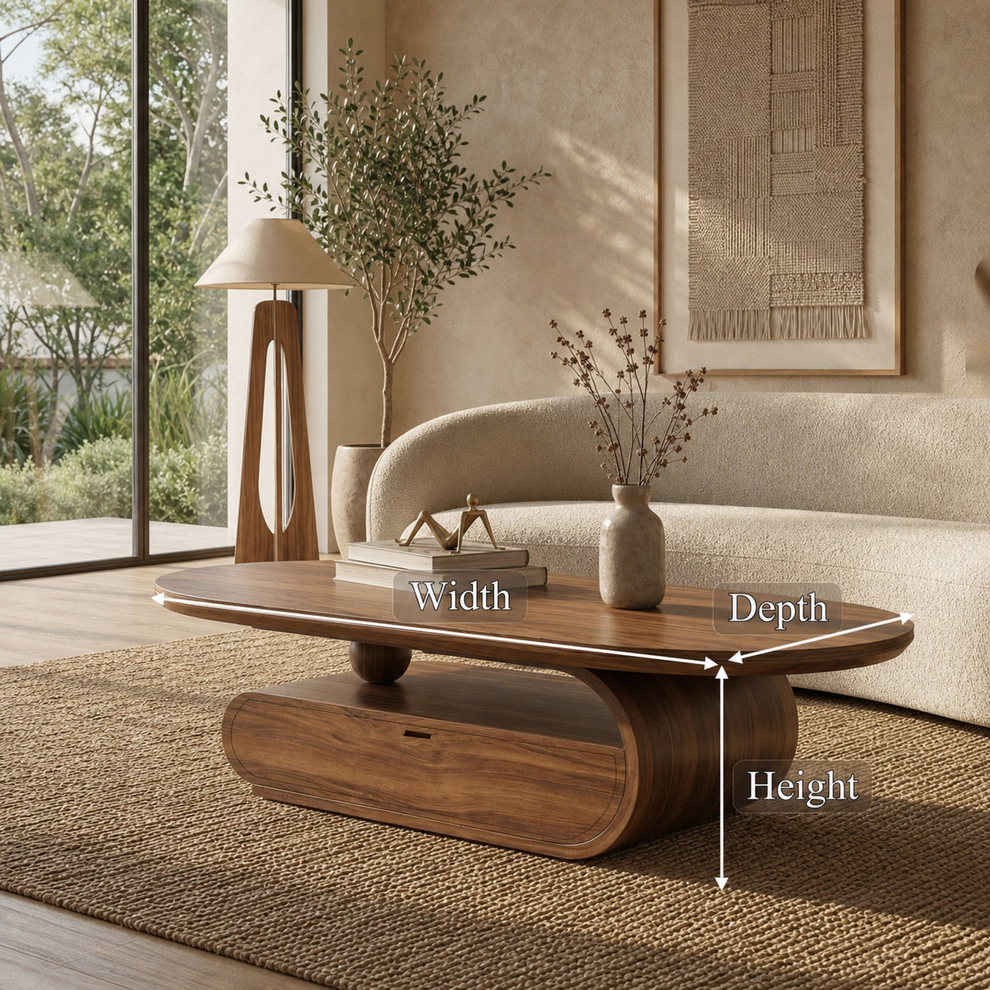 Handcrafted Oval Coffee Table For Living Room - product view 6