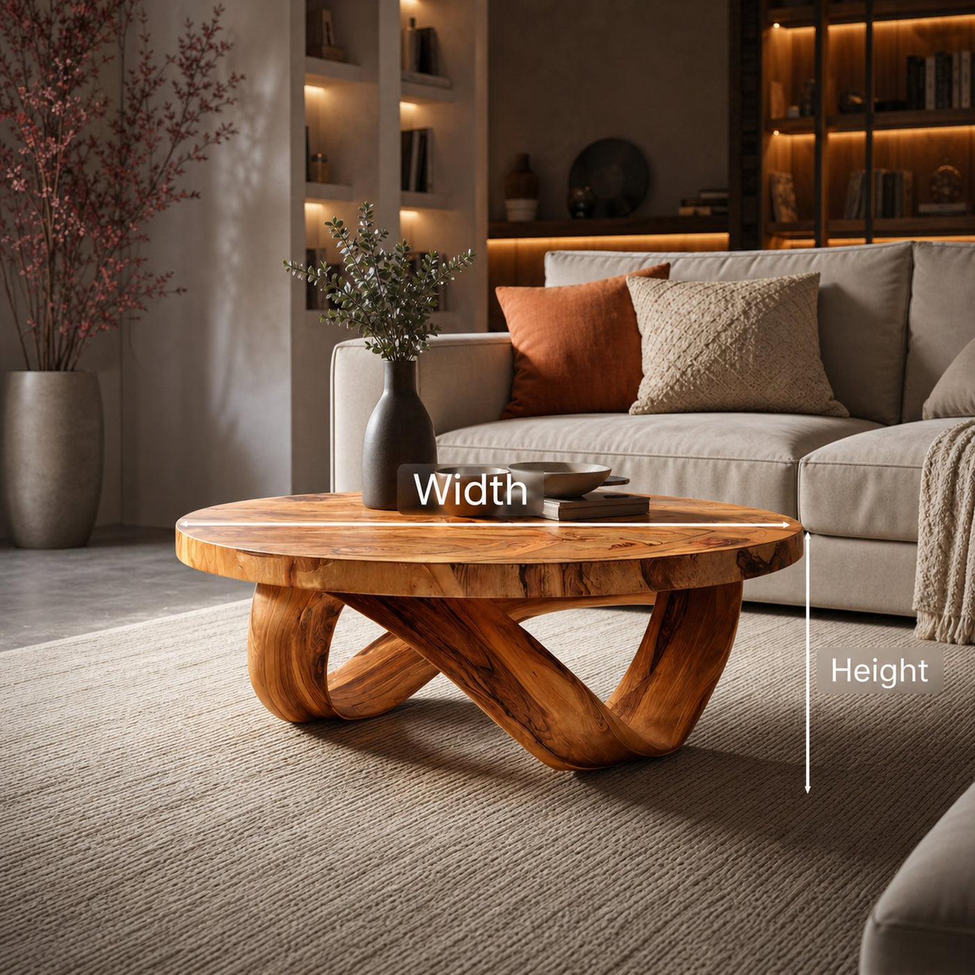 Handcrafted Round Coffee Table With Unique Curved Base For Living - product view 6