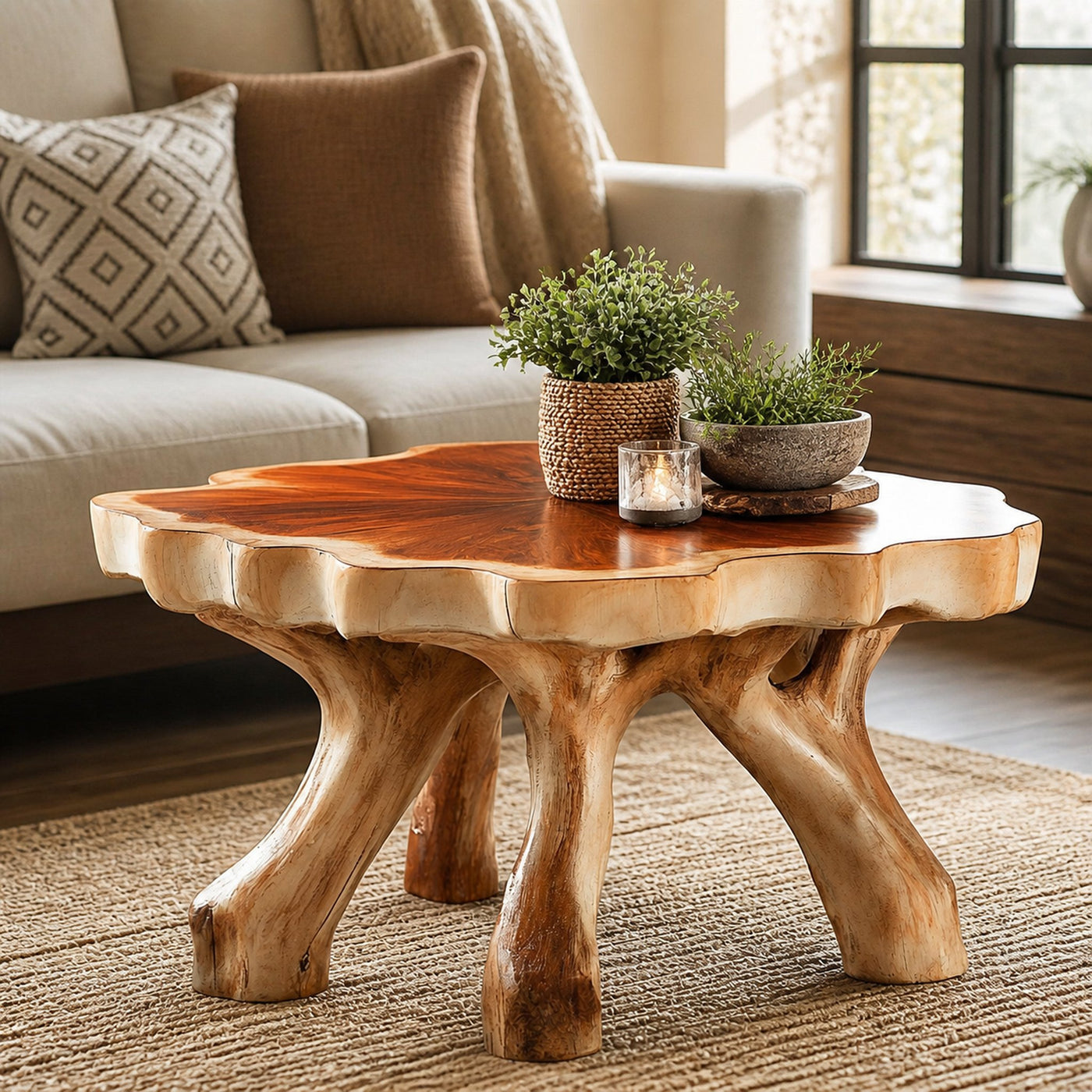Handcrafted Rustic Coffee Table With Solid Wood Design