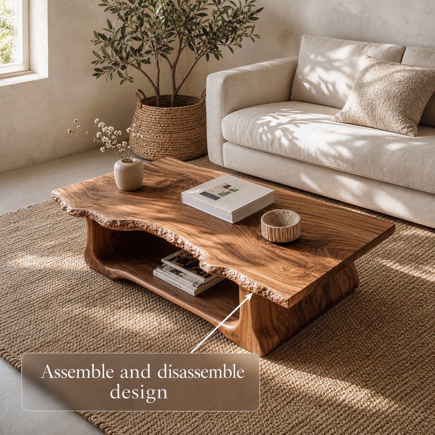 Handcrafted Rustic Live Edge Coffee Table Living Room Family Room - product view 6