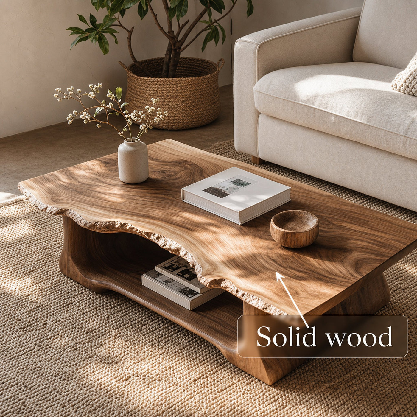 Handcrafted Rustic Live Edge Coffee Table Living Room Family Room - product view 7