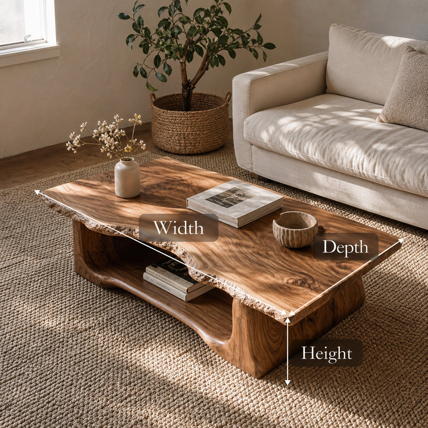 Handcrafted Rustic Live Edge Coffee Table Living Room Family Room - product view 8