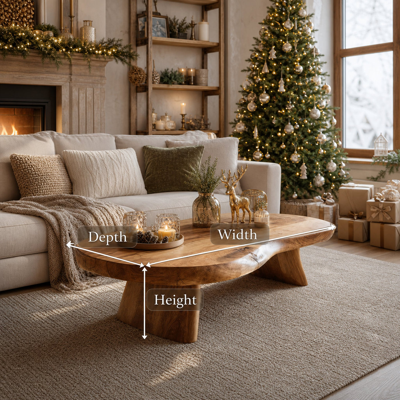 Handcrafted Rustic Solid Wood Coffee Table For Christmas Accent - product view 6