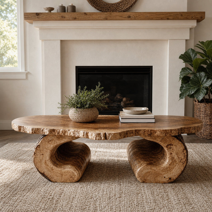 Handcrafted Rustic Wood Coffee Table Cozy Aesthetic
