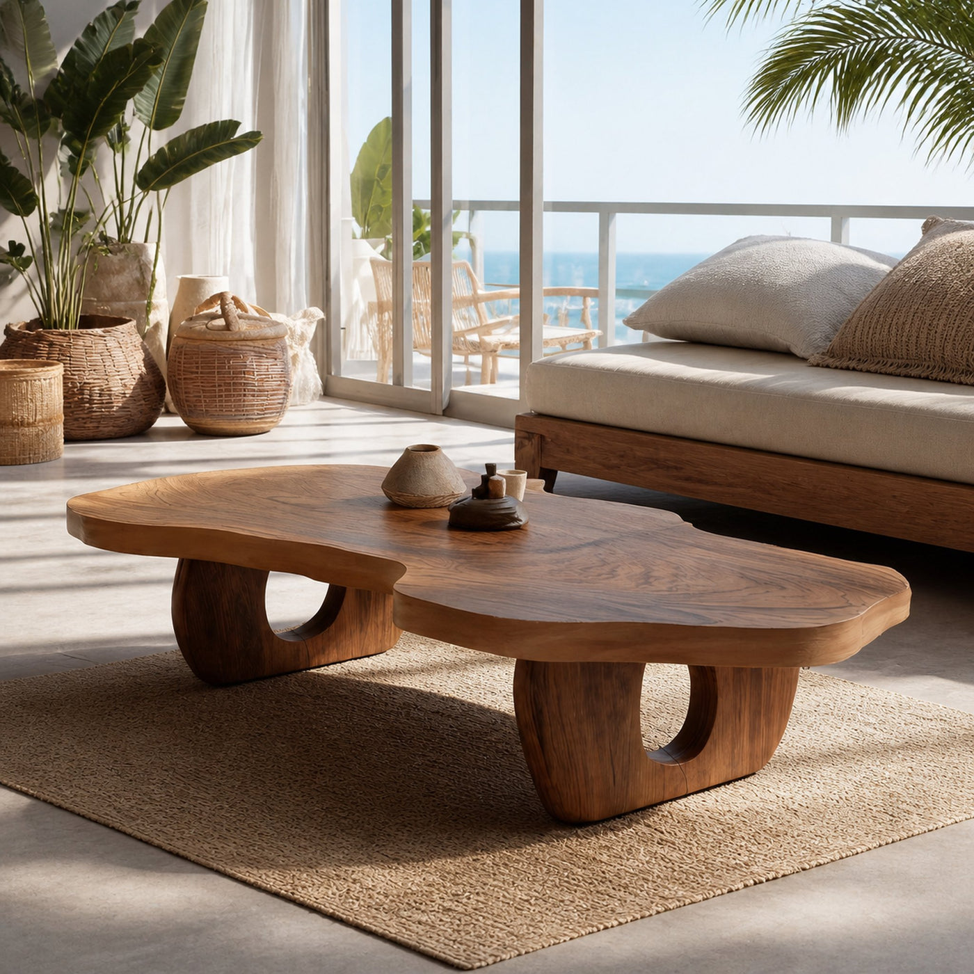 Handcrafted Rustic Wooden Live Edge Coffee Table For Decor