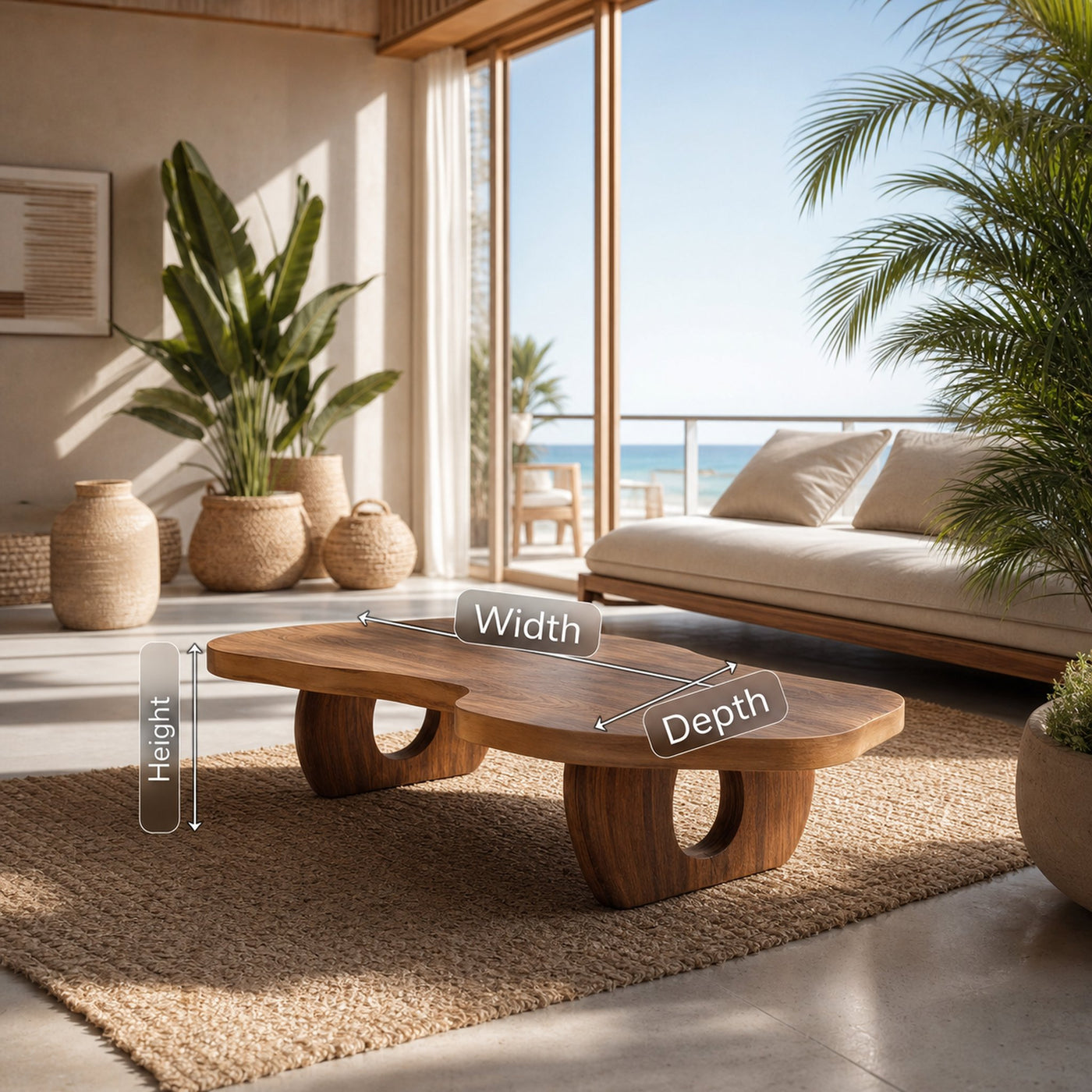 Handcrafted Rustic Wooden Live Edge Coffee Table For Decor - product view 6