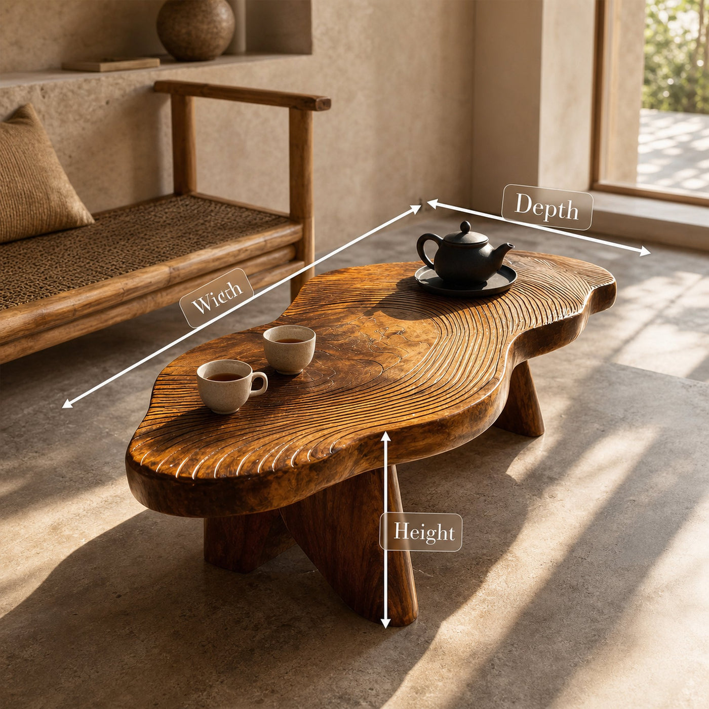 Handcrafted Solid Wood Abstract Table For Living Room Decor - product view 8