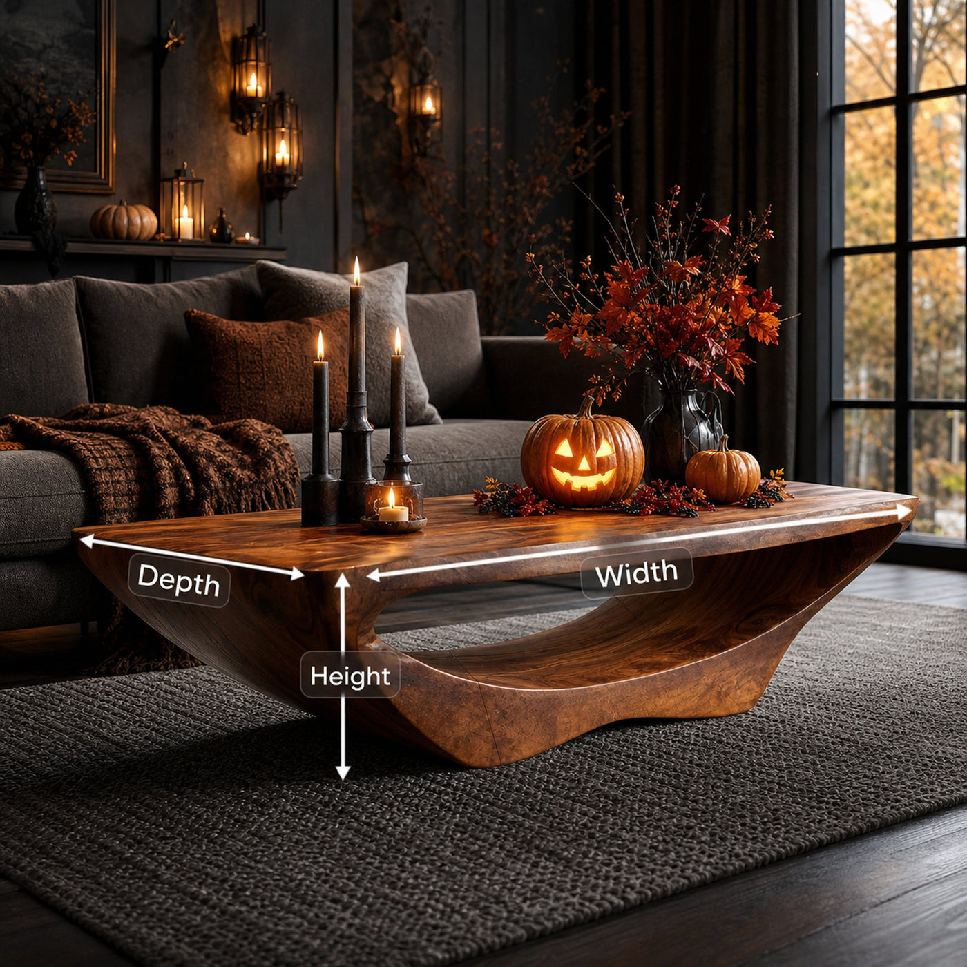 Handcrafted Solid Wood Coffee Table Entryway Design Haunted Look - product view 7