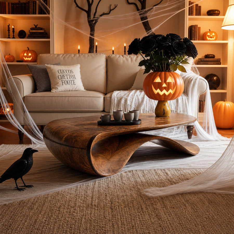 Handcrafted Solid Wood Coffee Table For Entryway Design Halloween Style