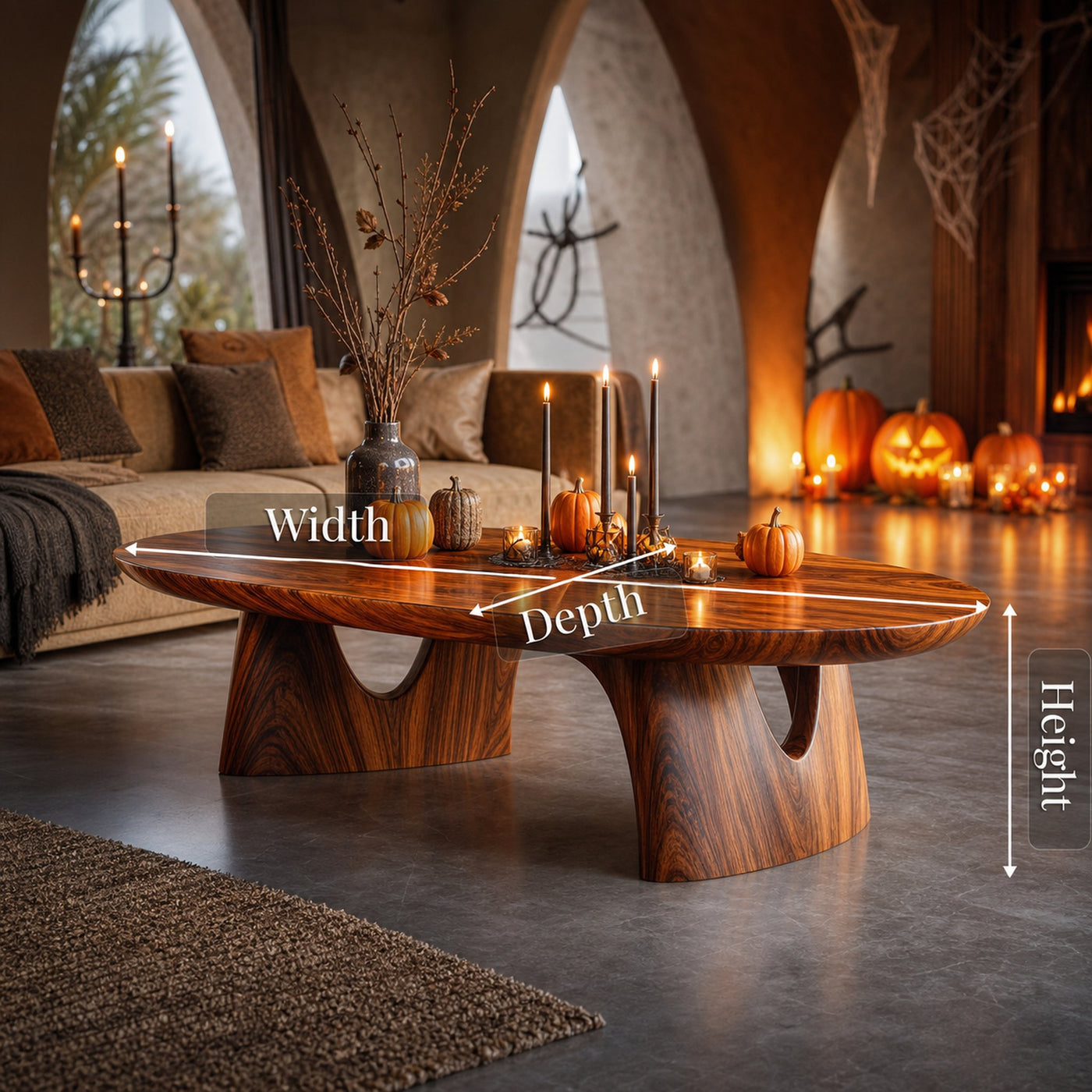 Handcrafted Solid Wood Coffee Table Livingroom Decor Haunted Charm - product view 6