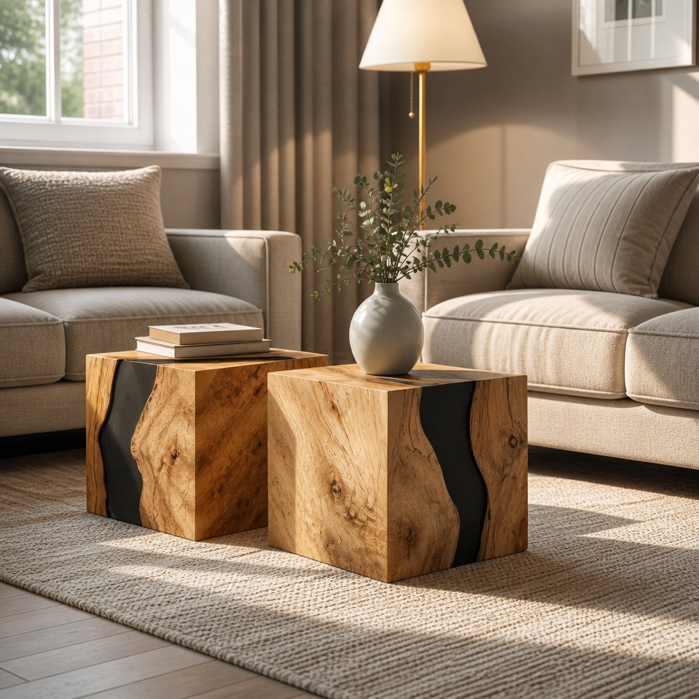 Handcrafted Solid Wood Cube Table For Natural Decor Home - product view 6