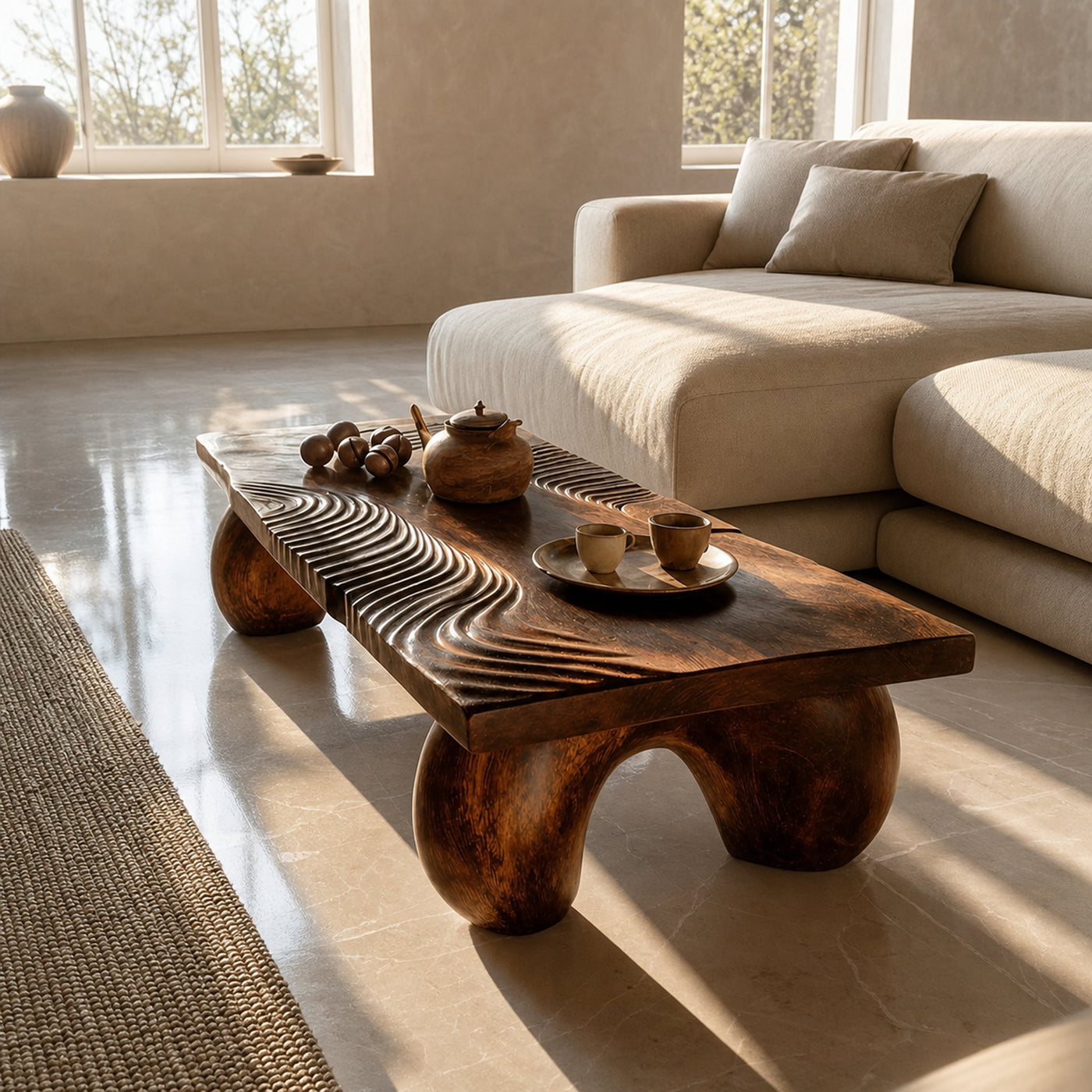 Handcrafted Solid Wood Irregular Coffee Table For Living Room - product view 2