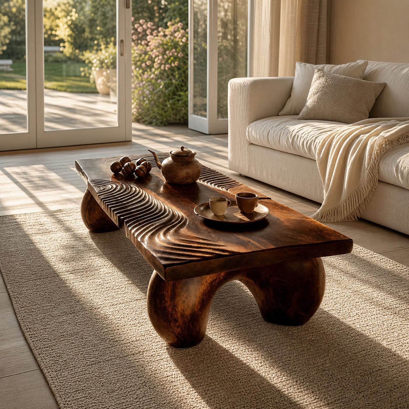 Handcrafted Solid Wood Irregular Coffee Table For Living Room - product view 3