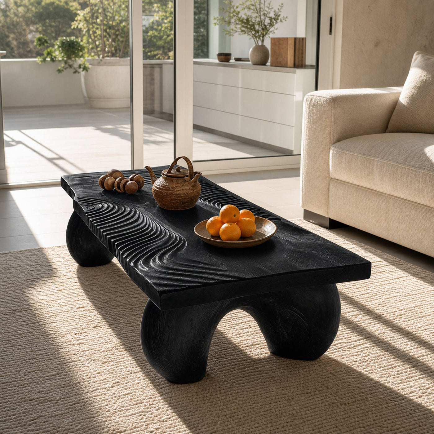 Handcrafted Solid Wood Irregular Coffee Table For Living Room - product view 4