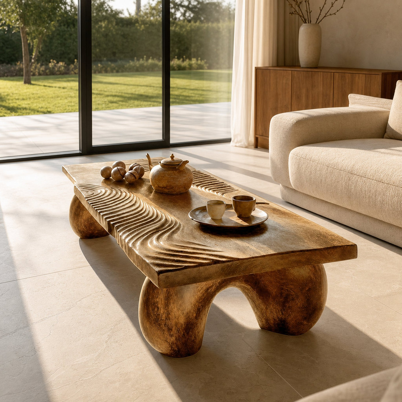 Handcrafted Solid Wood Irregular Coffee Table For Living Room - product view 5