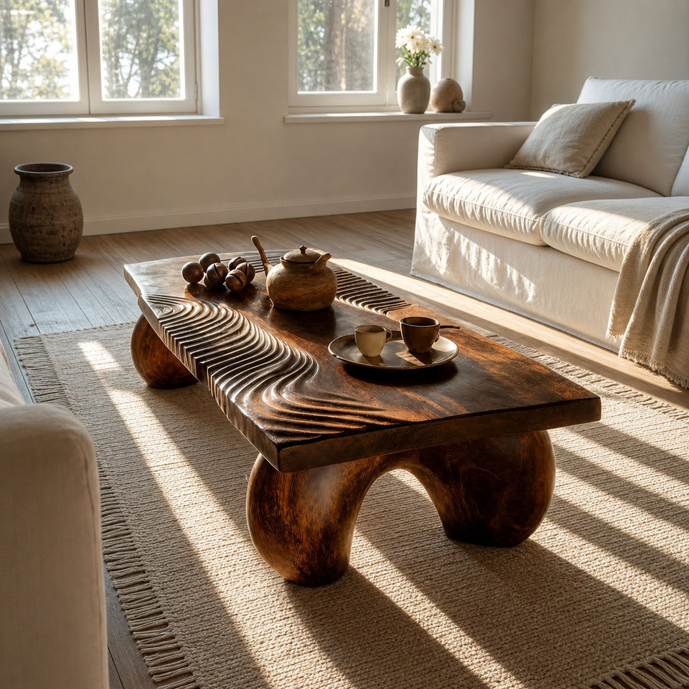Handcrafted Solid Wood Irregular Coffee Table For Living Room - product view 6