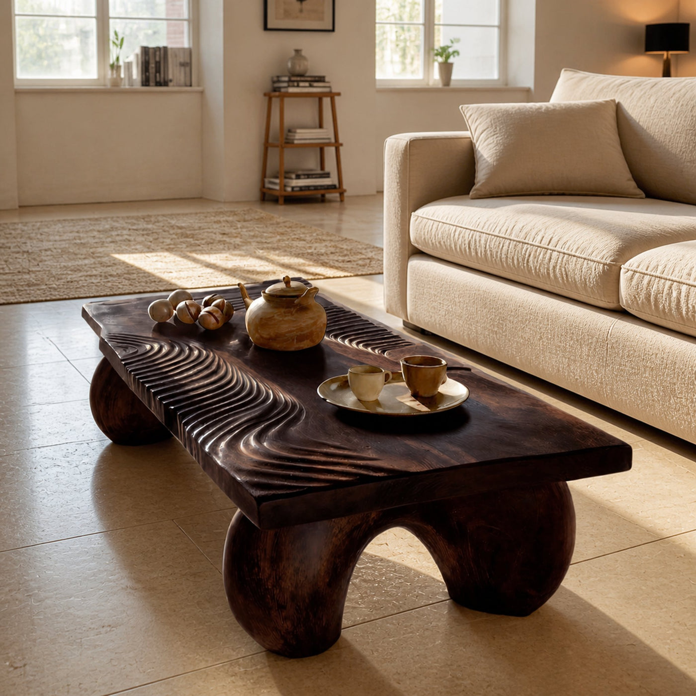 Handcrafted Solid Wood Irregular Coffee Table For Living Room - product view 7