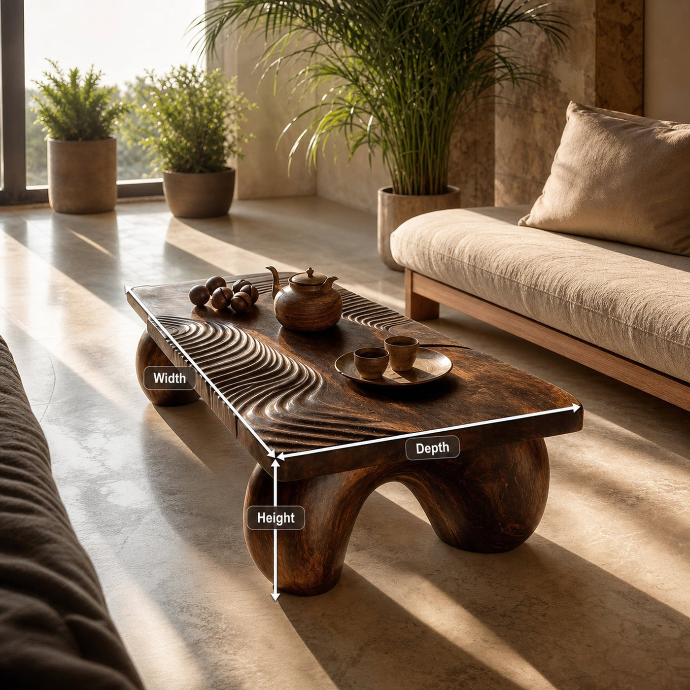 Handcrafted Solid Wood Irregular Coffee Table For Living Room - product view 8