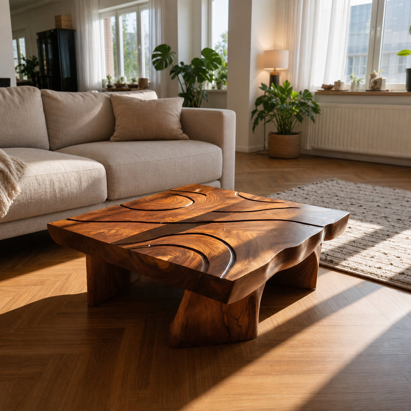 Handcrafted Solid Wood Live Edge Table For Living Room - product view 6