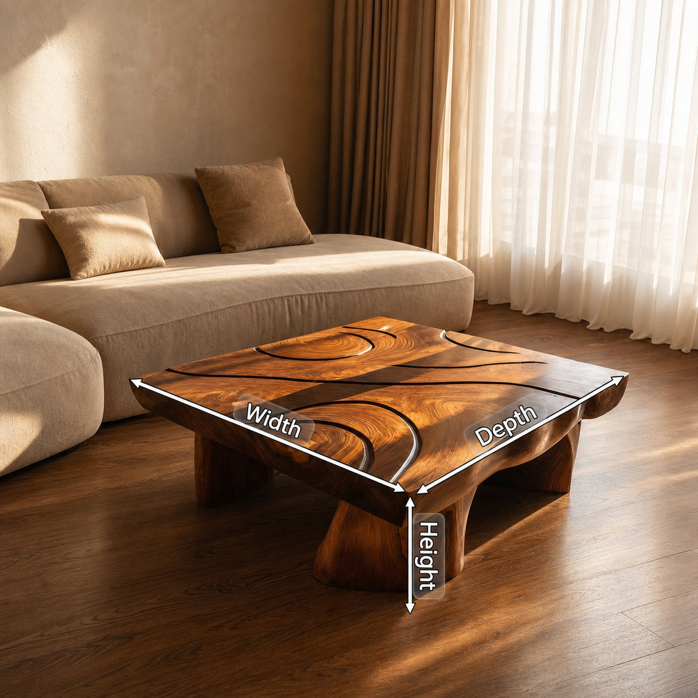 Handcrafted Solid Wood Live Edge Table For Living Room - product view 8