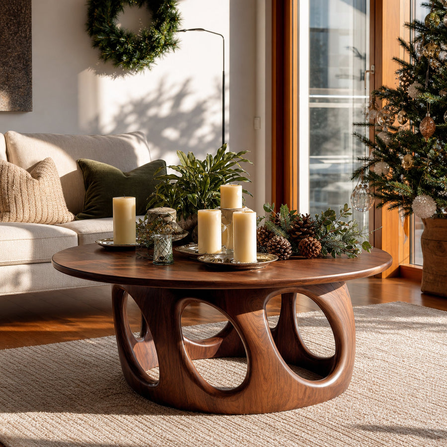 Handcrafted Solid Wood Low Coffee Table For Christmas Entryway
