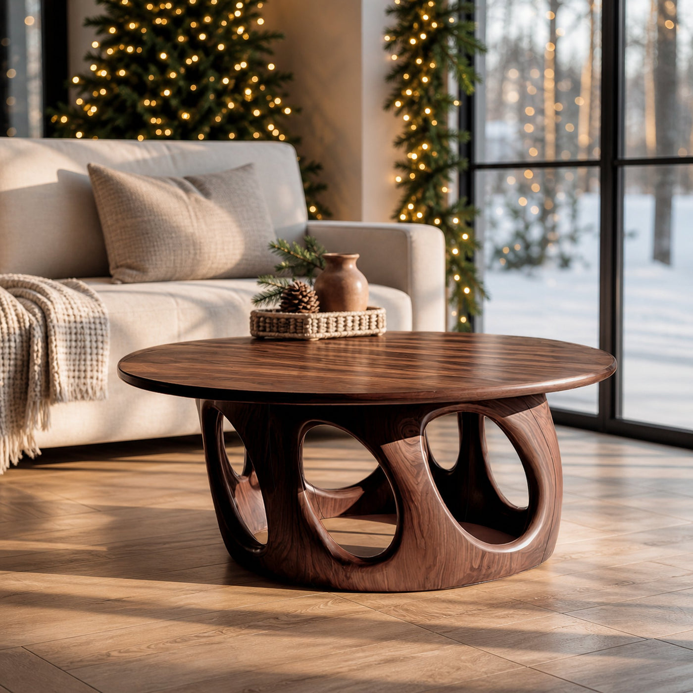 Handcrafted Solid Wood Low Coffee Table For Christmas Entryway - product view 7