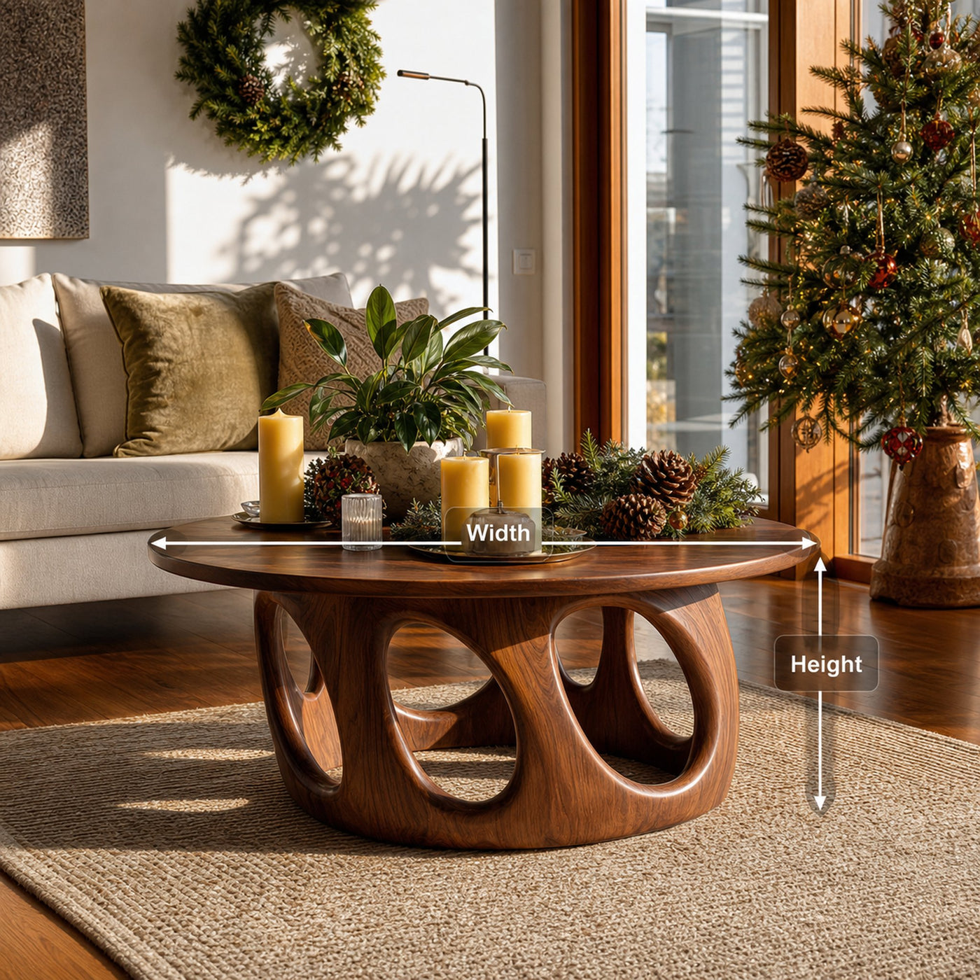 Handcrafted Solid Wood Low Coffee Table For Christmas Entryway - product view 8