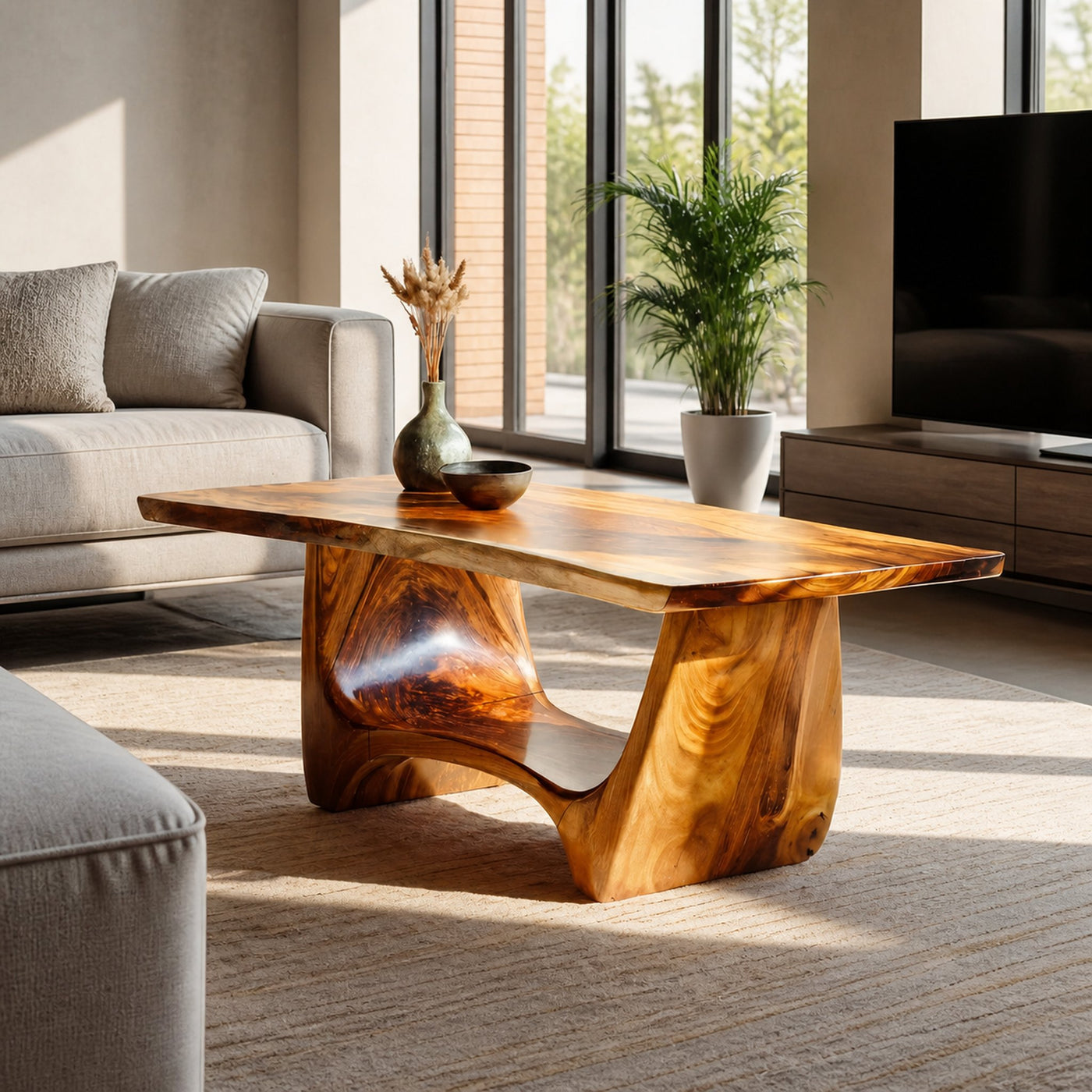 Handcrafted Solid Wood Low Coffee Table For Living Roomdecor