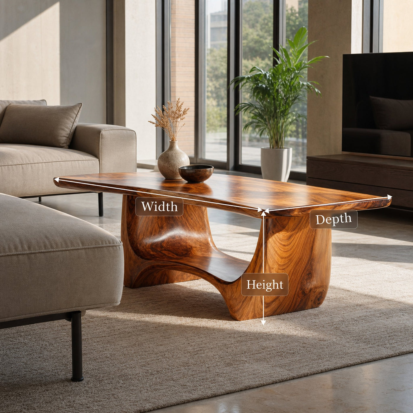 Handcrafted Solid Wood Low Coffee Table For Living Roomdecor - product view 6