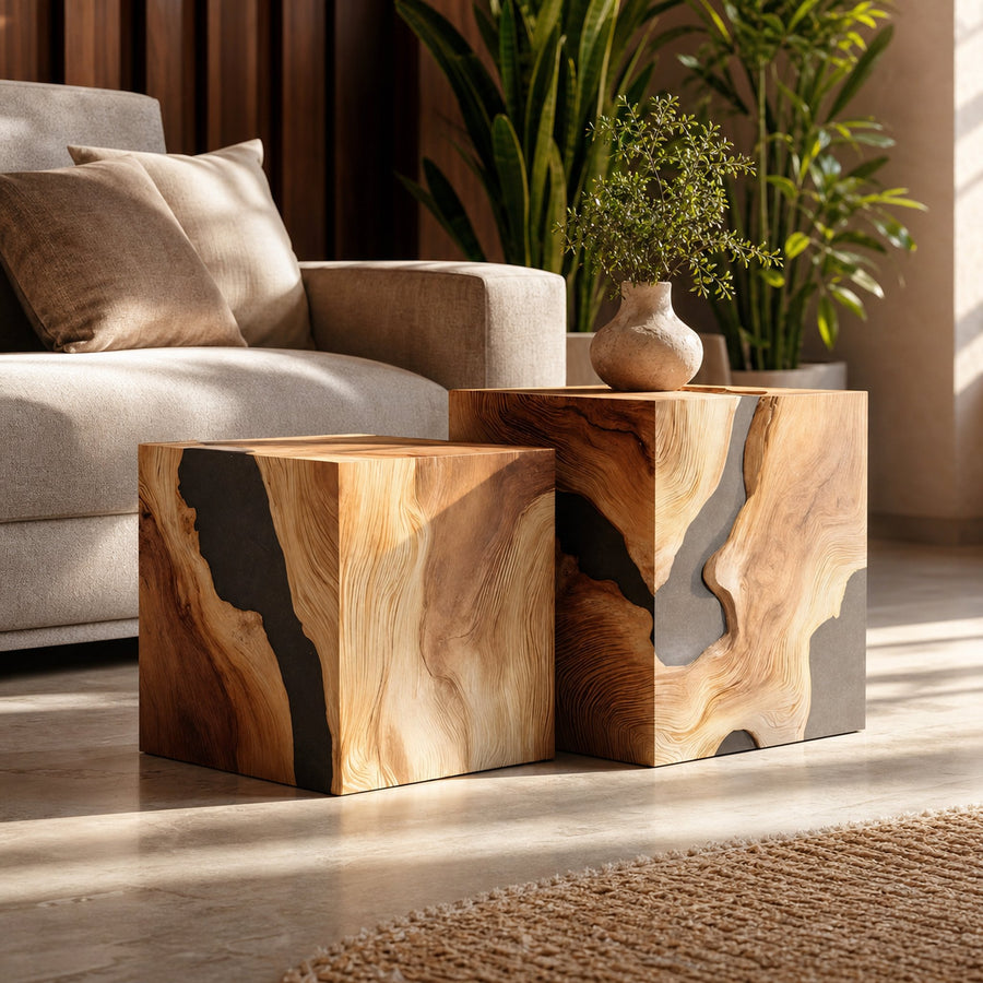 Handcrafted Solid Wood Square Table For Entryway Design