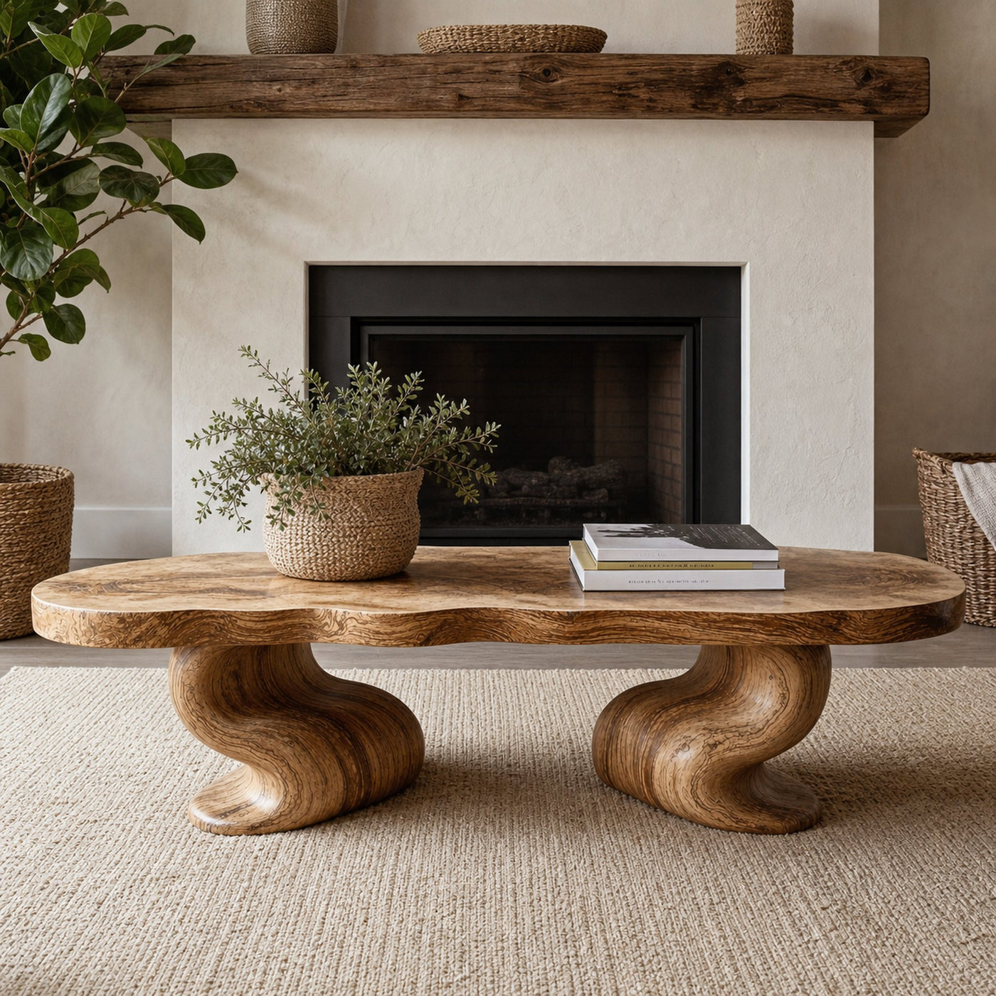 Handcrafted Wood Coffee Table Nature Inspired