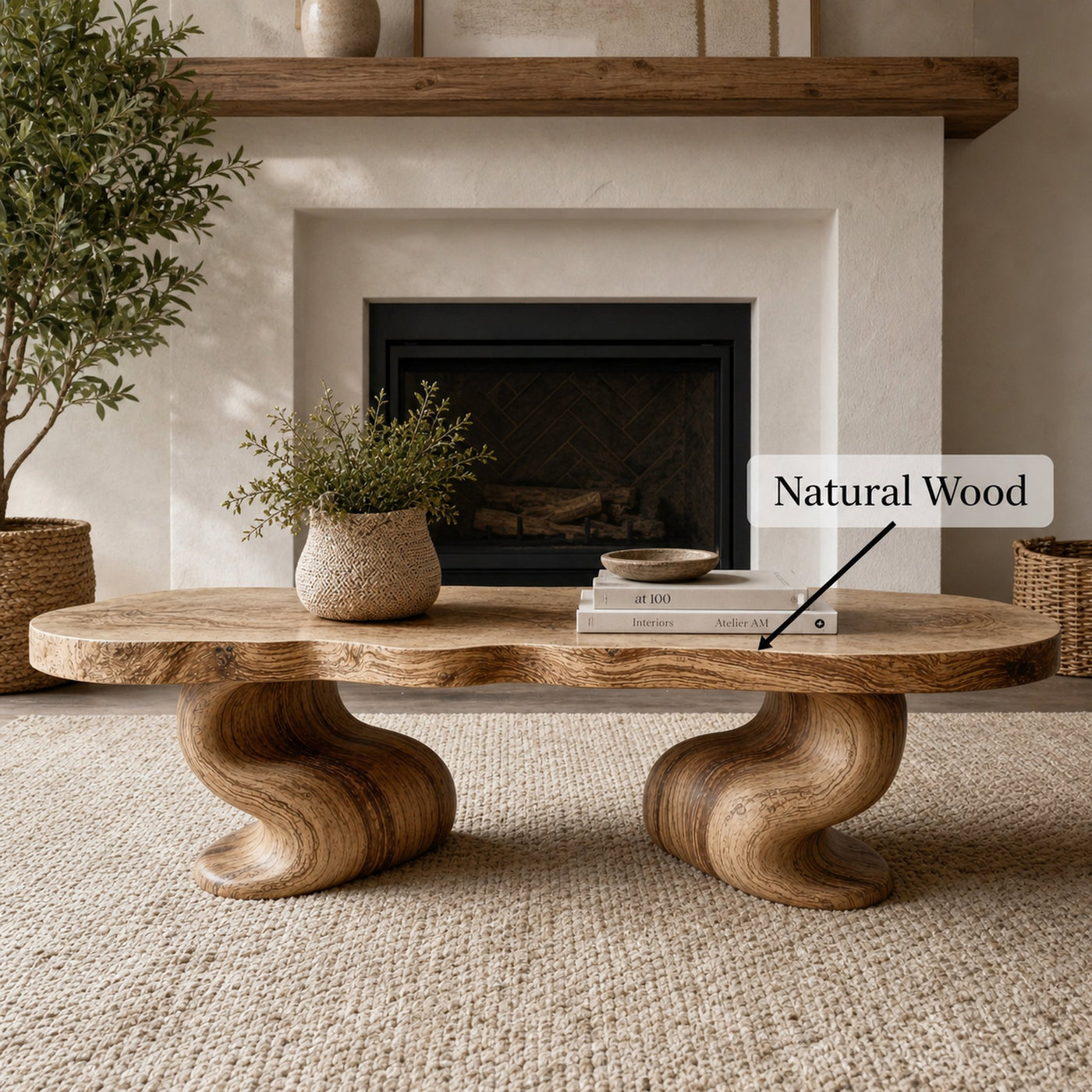 Handcrafted Wood Coffee Table Nature Inspired - product view 6