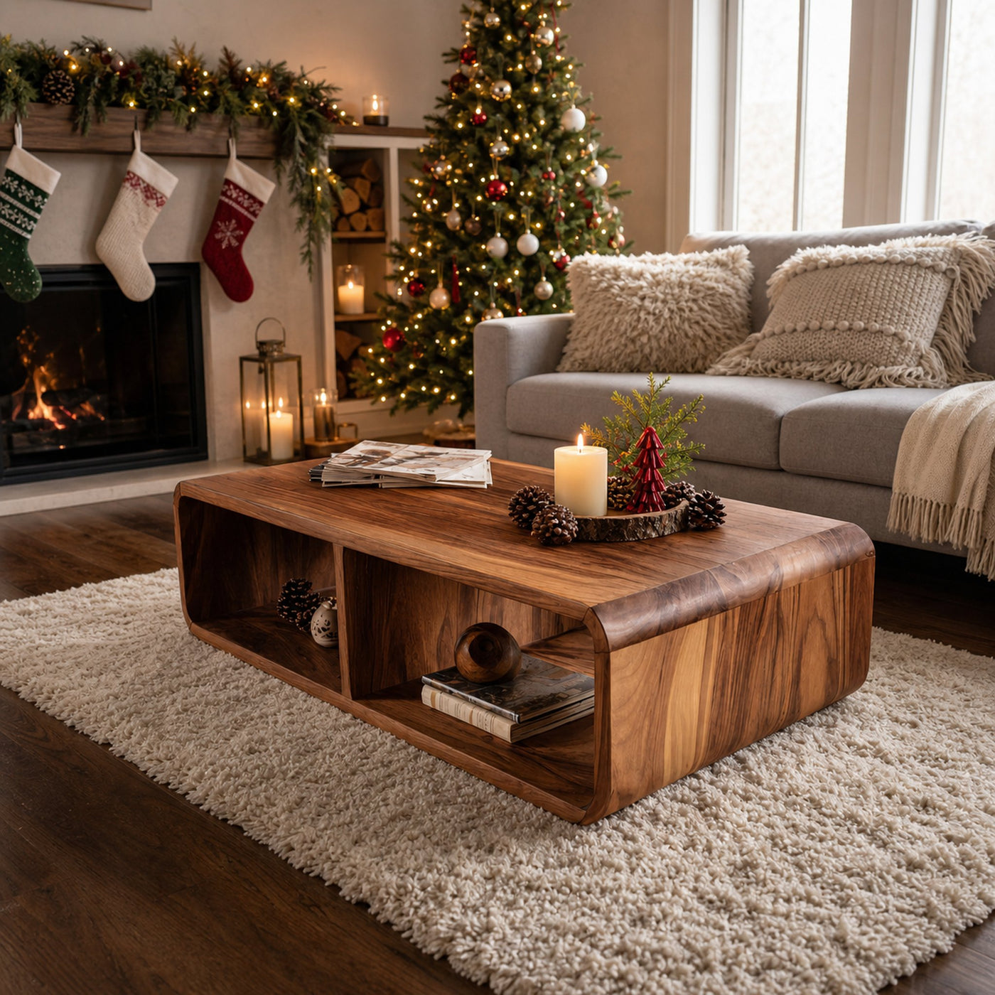 Handcrafted Wooden Coffee Table For Christmas Living Room Style