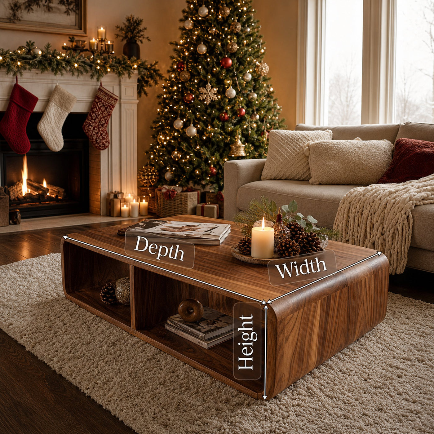 Handcrafted Wooden Coffee Table For Christmas Living Room Style - product view 6
