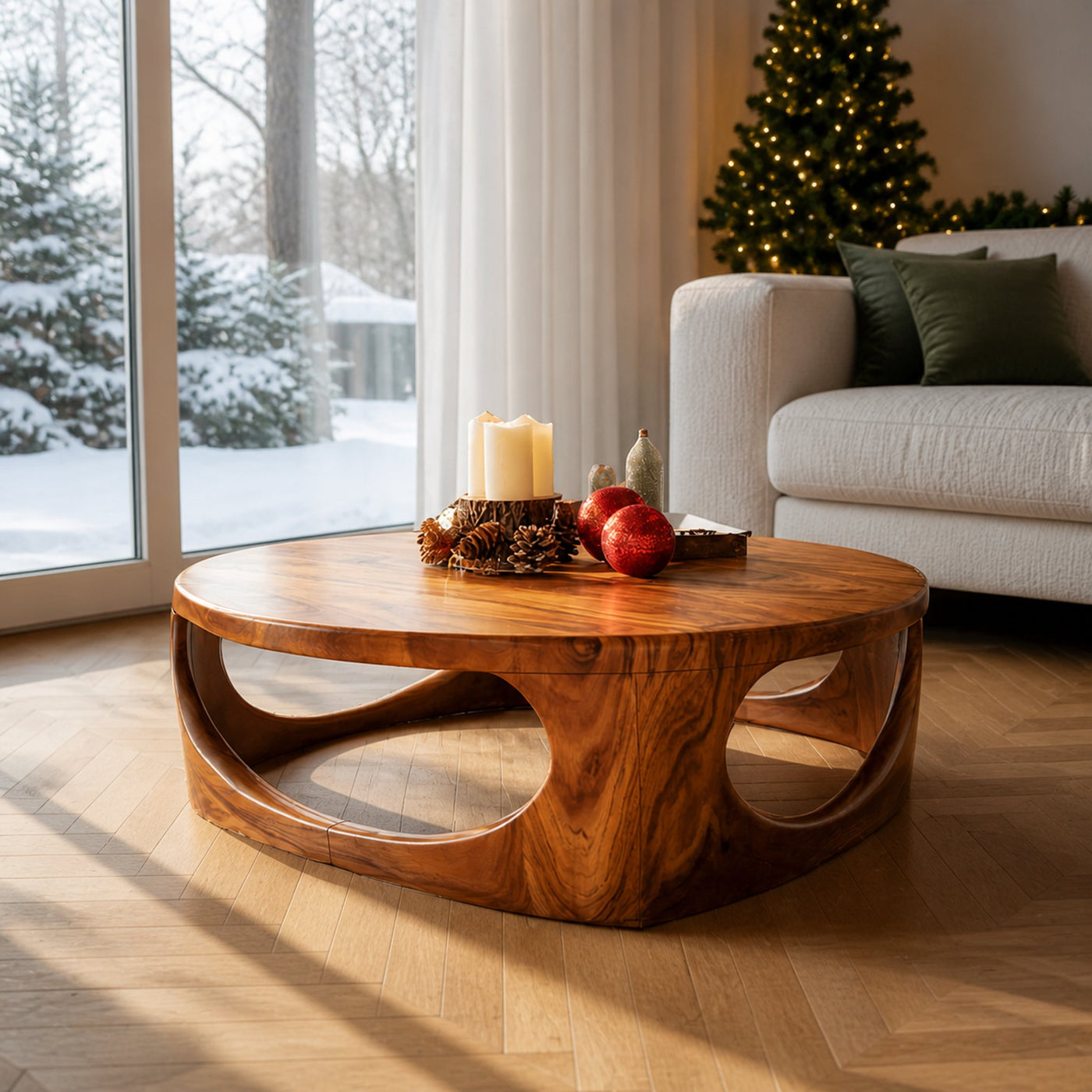 Handcrafted Wooden Coffee Table For Living Room Christmas Setup - product view 6