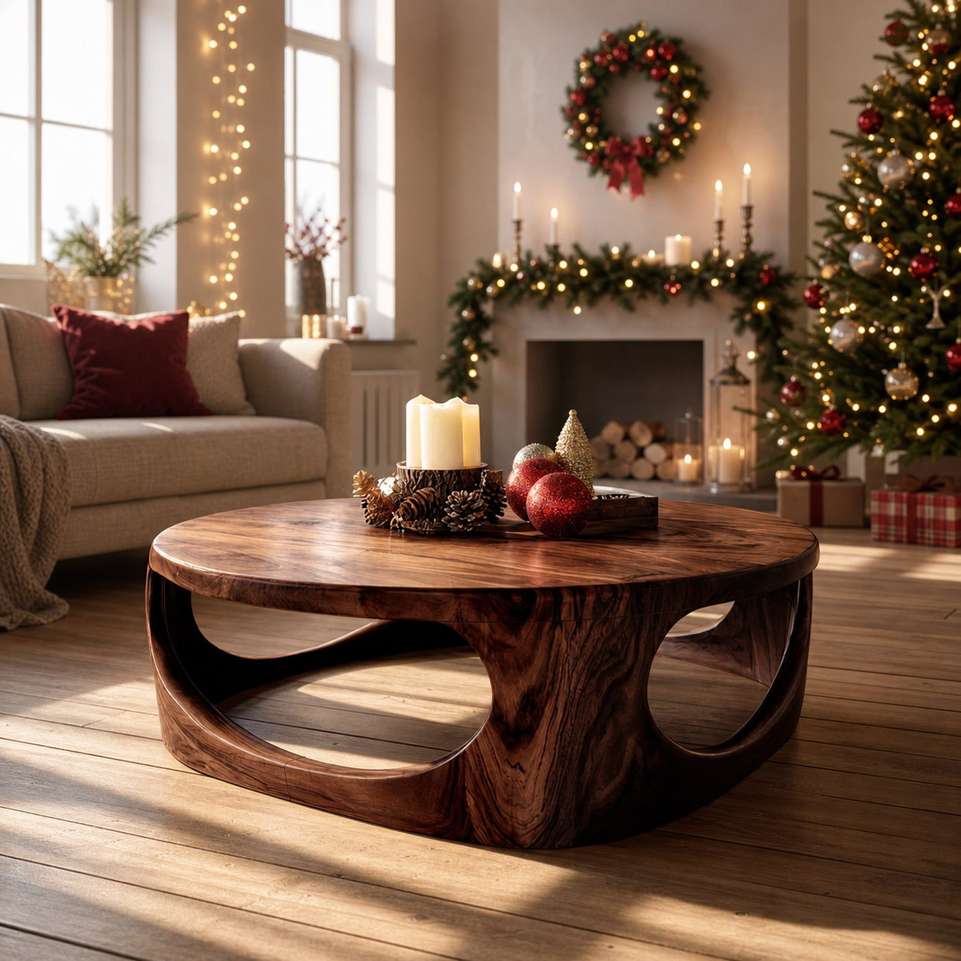 Handcrafted Wooden Coffee Table For Living Room Christmas Setup - product view 7