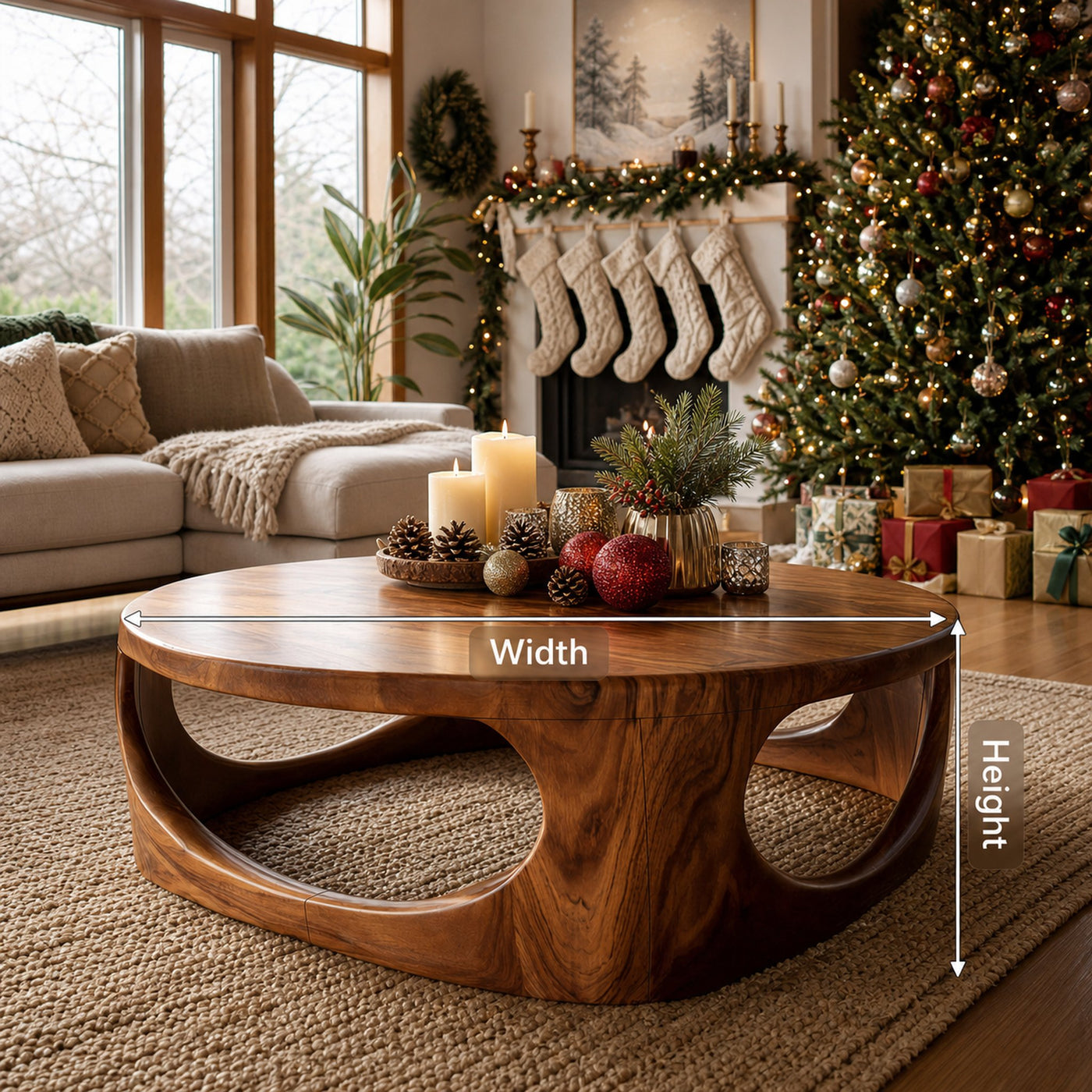 Handcrafted Wooden Coffee Table For Living Room Christmas Setup - product view 8