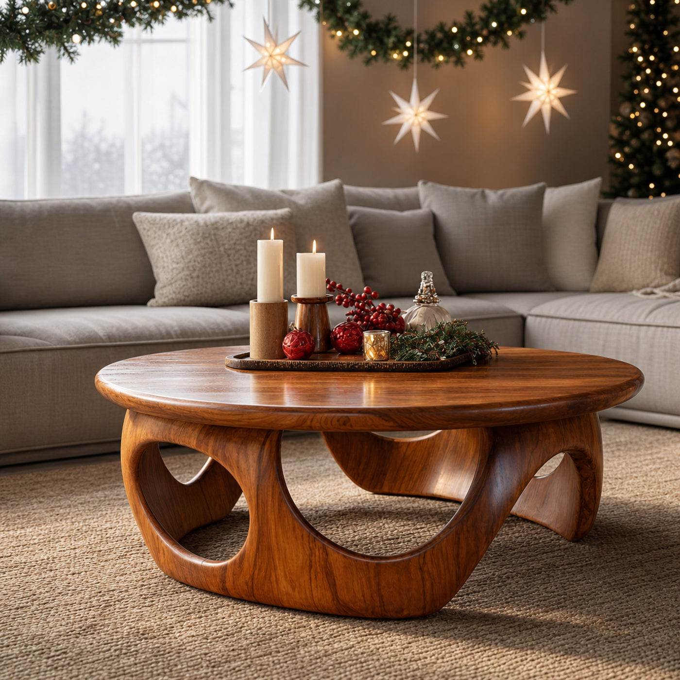 Handcrafted Wooden Coffee Table For Living Room Christmas Style - product view 7