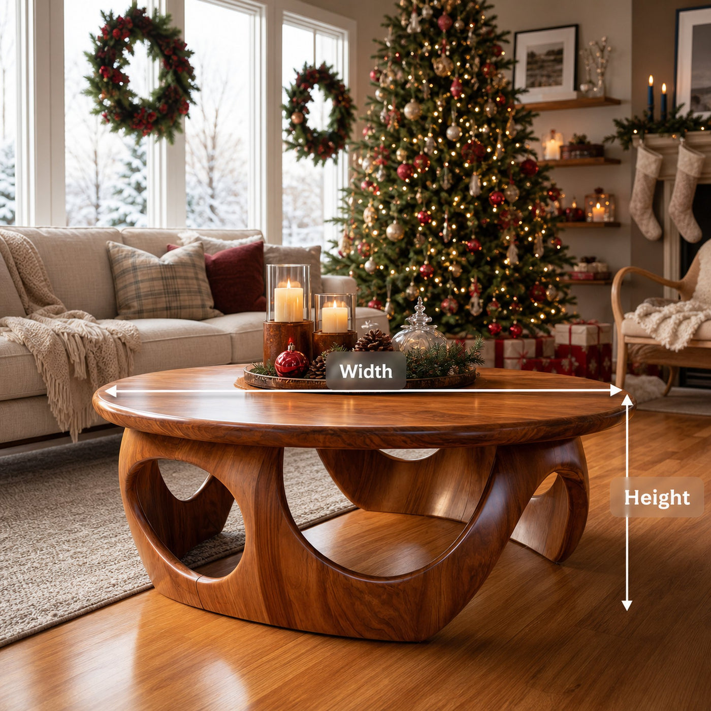 Handcrafted Wooden Coffee Table For Living Room Christmas Style - product view 8