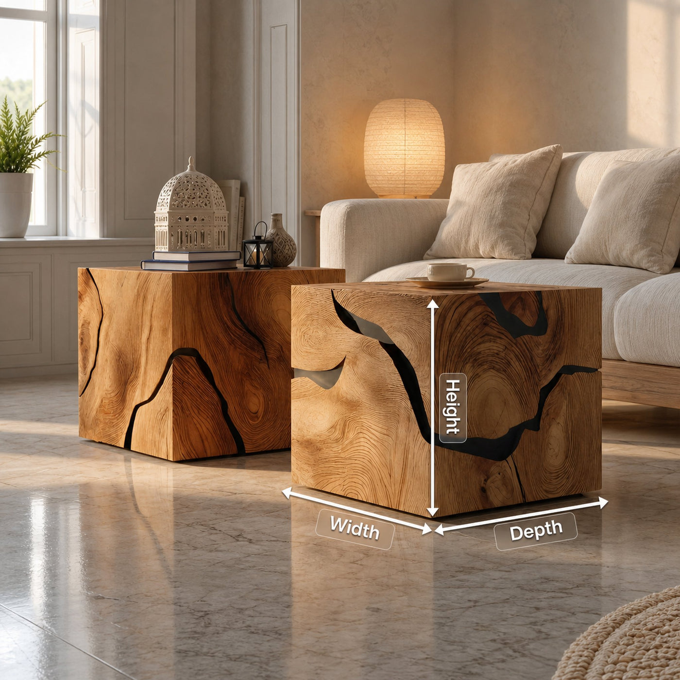 Handcrafted Wooden Cube Coffee Table For Rustic Decor - product view 8