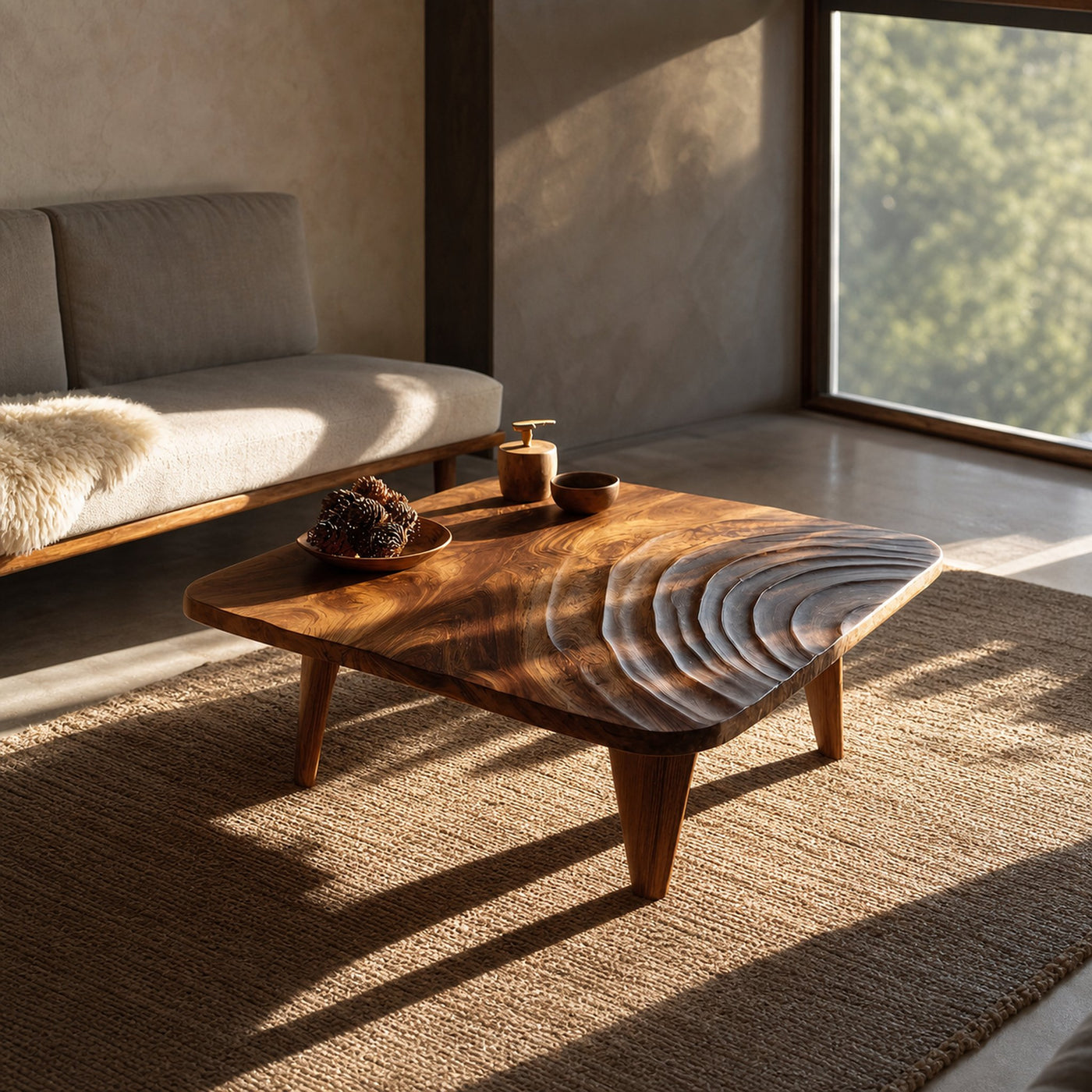 Handcrafted Wooden Live Edge Coffee Table For Entryway