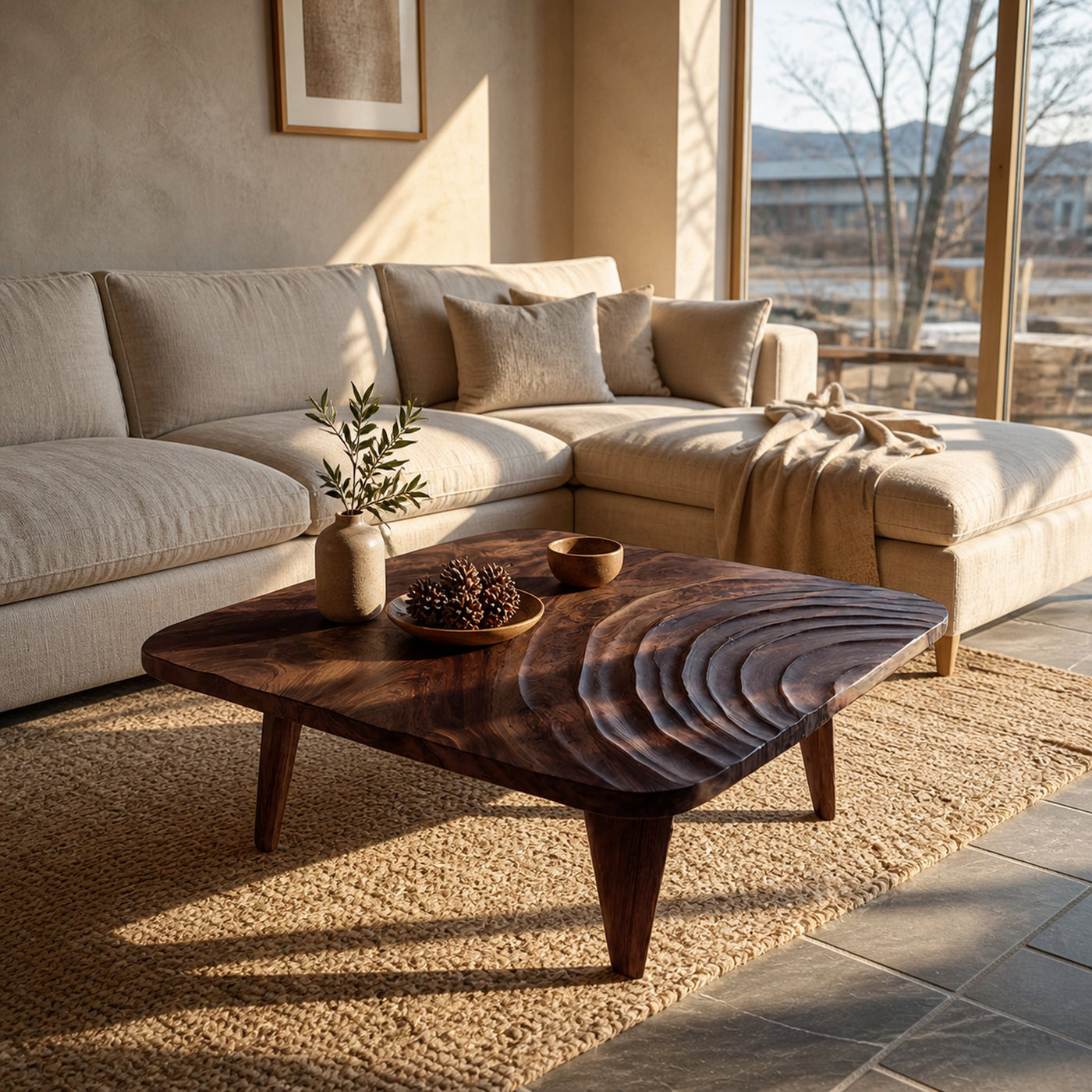 Handcrafted Wooden Live Edge Coffee Table For Entryway - product view 7