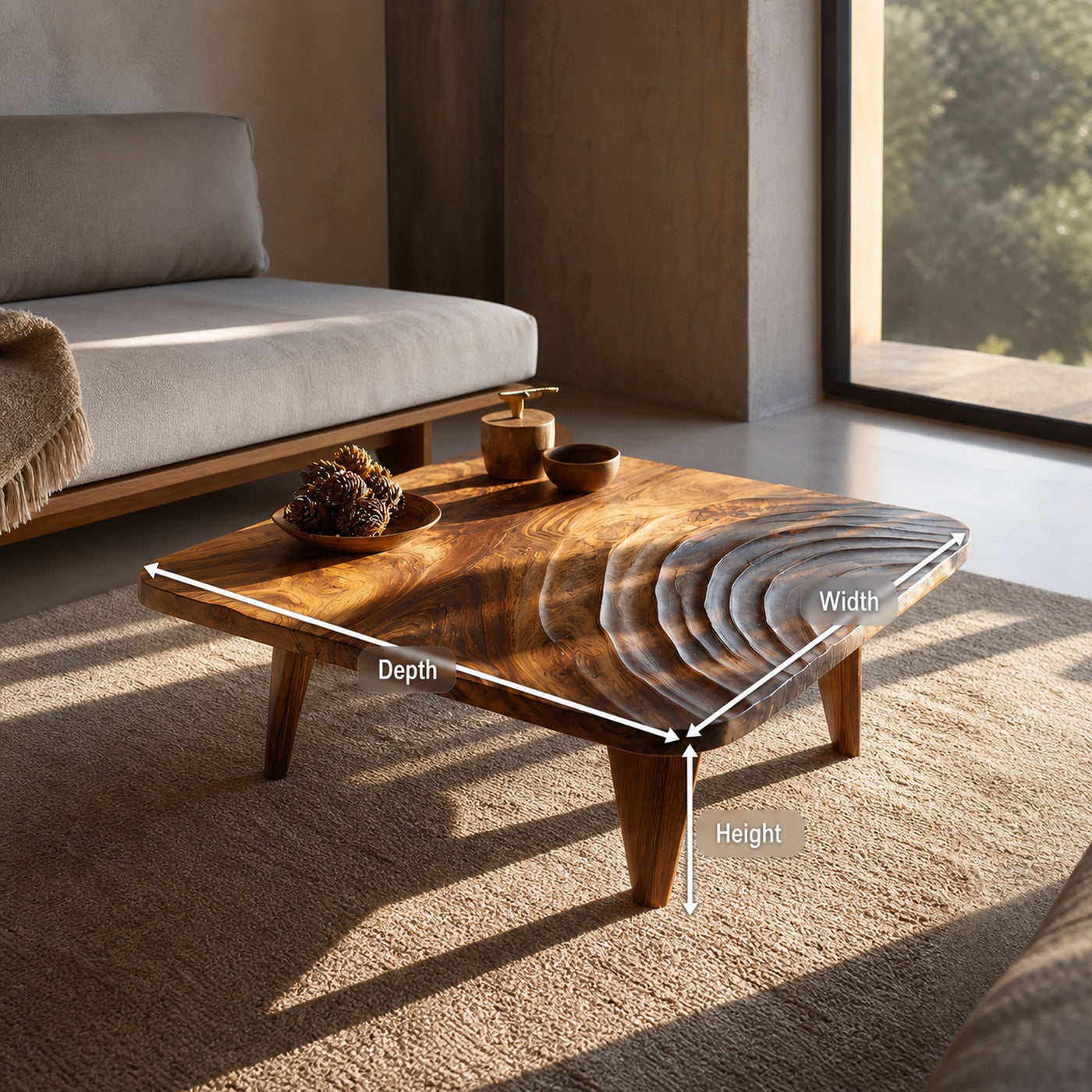 Handcrafted Wooden Live Edge Coffee Table For Entryway - product view 8