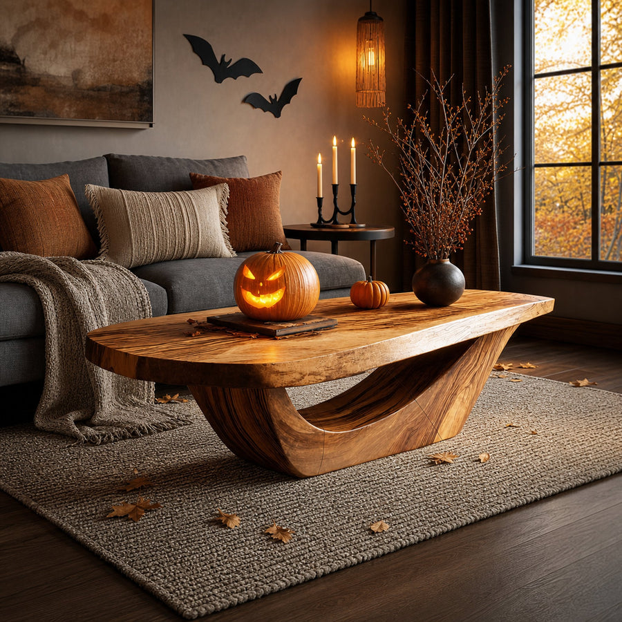 Handcrafted Wooden Live Edge Coffee Table For Furniture Decor Autumn