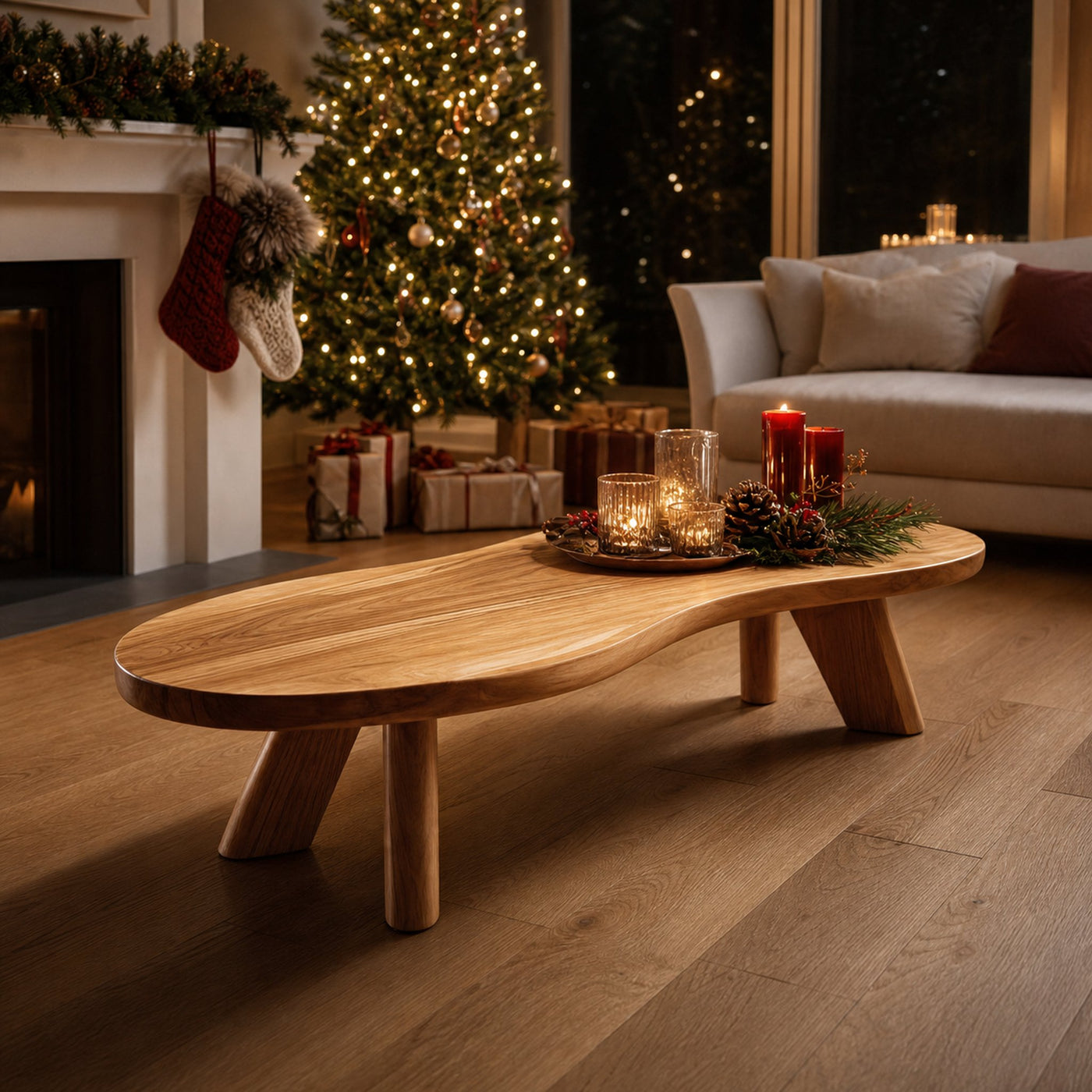 Handcrafted Wooden Live Edge Coffee Table For Holiday Decor
