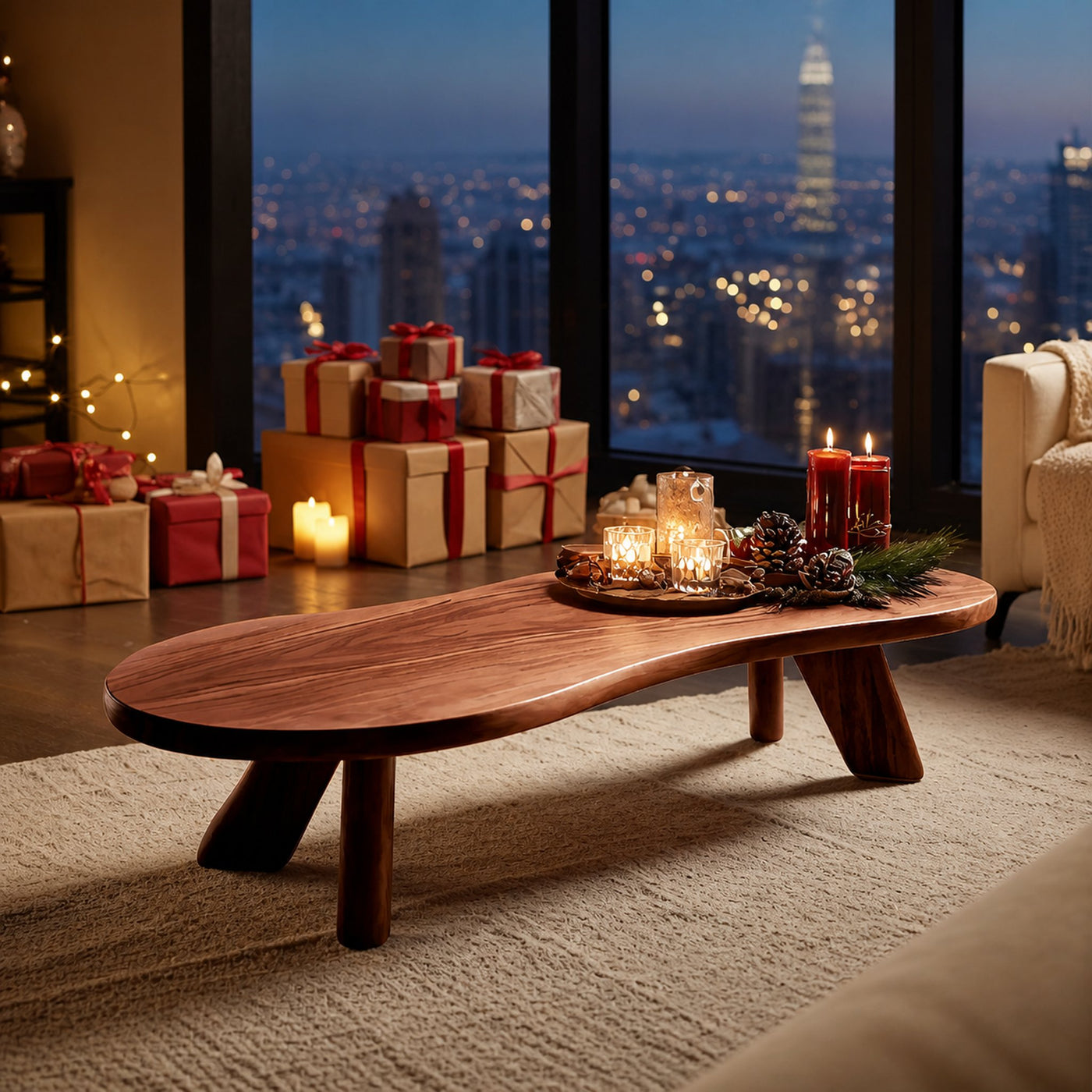 Handcrafted Wooden Live Edge Coffee Table For Holiday Decor - product view 7